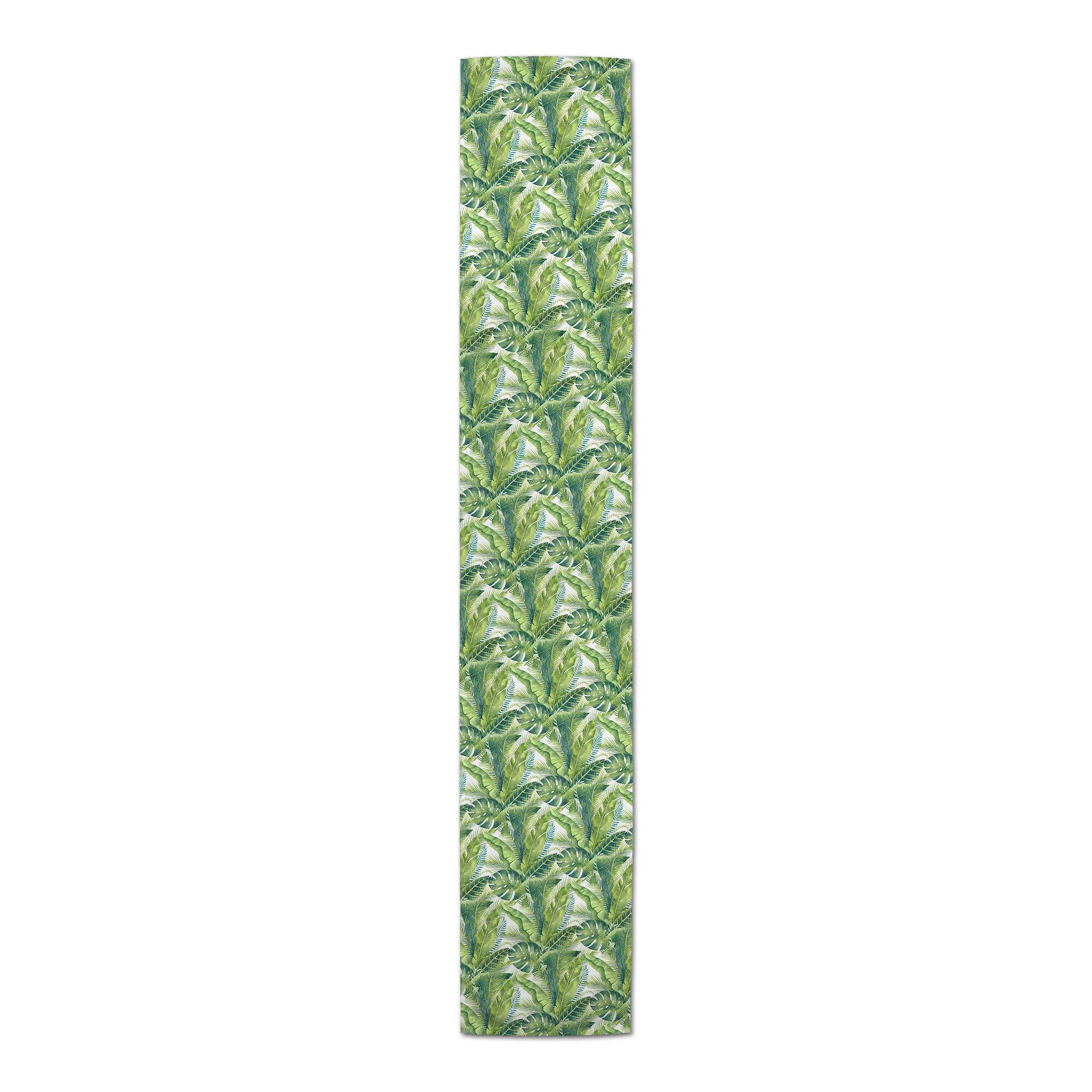 Watercolor Green Palms Outdoor Table Runner